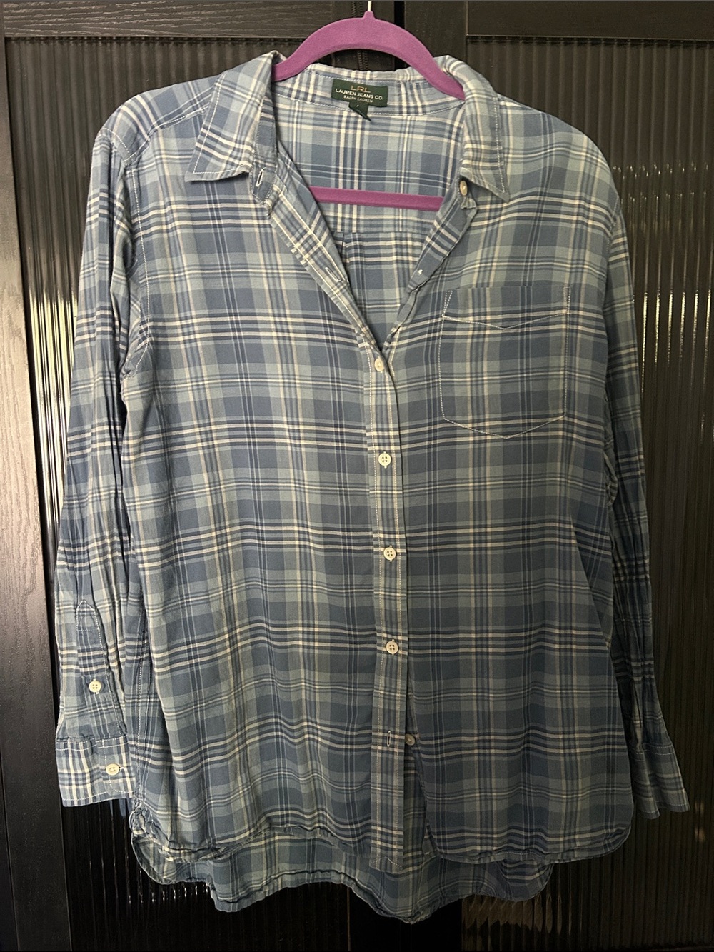 Ralph Lauren Light Blue Plaid Cotton Button-Down Shirt